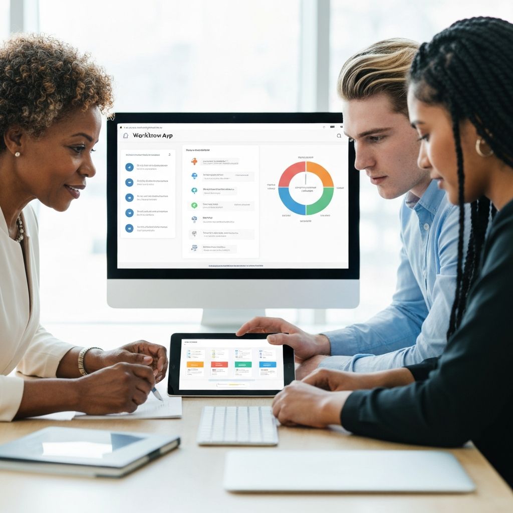 Team using custom Vchu app for workflow management